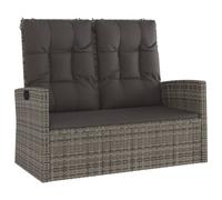 Banc De Jardin Inclinable Et Coussins Gris 118cm Résine Tressée