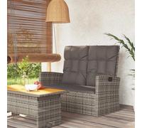 Banc De Jardin Inclinable Et Coussins Gris 118cm Résine Tressée