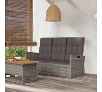 Banc de jardin inclinable et coussins gris 173cm résine tressée vidaXL