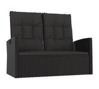 Banc De Jardin Inclinable Et Coussins Noir 118cm Résine Tressée