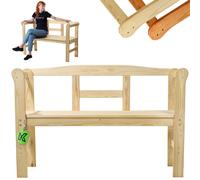 Banc de jardin KADAX avec dossier en bois, motif "H", 119 x 44 cm, naturel