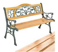 Banc de Jardin KATHI 2 Places Bois Laqué Fonte 124x60x83cm Marron Extérieur