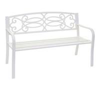 Banc De Jardin Hwc-F44, Banc Du Parc, 2 Places, Acier Thermolaqué Blanc Blanc