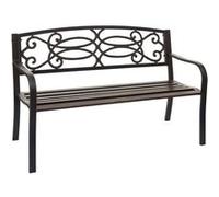 Banc De Jardin Hwc-F44, Banc Du Parc, 2 Places, Acier Thermolaqué Bronze Vintage Marron