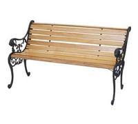 Banc De Jardin Hwc-F98, Banc Du Parc, Banquette En Bois, Fonte, 2 Places, 125cm, 20kg Marron Clair Marron