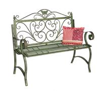 Banc de jardin métal résistant aux intempéries patine verte 120 cm banquette ...