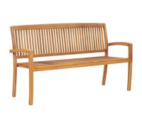 Banc De Jardin Meuble De Patio D'extérieur Terrasse 3 Places Empilable De Jardin 159 X 57,5 X 90 Cm Bois De Teck Solide Helloshop26 02_0011030 Multicolore