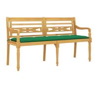 Banc De Jardin Meuble De Patio D'extérieur Terrasse Avec Coussin Vert 150 Cm Bois De Teck Massif Helloshop26 02_0011102 Multicolore
