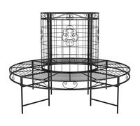 Banc De Jardin Meuble De Patio D'extérieur Terrasse Circulaire Tour D'arbre Diamètre 137 Cm Noir Acier Helloshop26 02_0011119 Multicolore