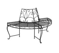 Banc De Jardin Meuble De Patio D'extérieur Terrasse Demi-Circulaire Tour D'arbre Diamètre 160 Cm Noir Acier Helloshop26 02_0011819