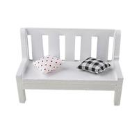 Banc de jardin miniature en bois blanc ¿ Chaise double pour maison de poupée et décoration intérieure, lot de 3 pièces