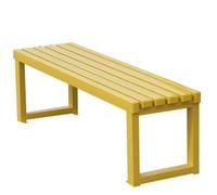 Banc de Jardin Moderne avec Assise en Bois Massif et Structure en Acier - 100/120/150 cm for terrasse, Bord de Piscine ou Jardin(Yellow,120cm)