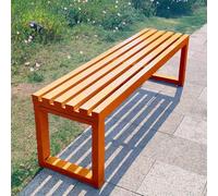 Banc de Jardin Moderne d'extérieur - Assise en Bois Massif et Cadre en Acier Robuste, 100/120/150 cm for terrasse, Bord de Piscine et Jardin(Orange,150cm)