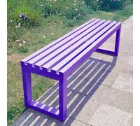 Banc de jardin moderne pour extérieur, cadre en bois massif et acier, parfait pour terrasse, bord de piscine, arrière-cour - Disponible en 100/120/150 cm (violet, 150 cm)