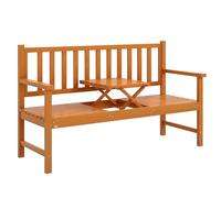 Banc de jardin Outsunny 2-3 places en bois de pin, banc d'extérieur avec tablette relevable et accoudoirs, pour balcon et terrasse, 153 x 56 x 91 cm, marron clair
