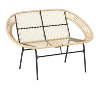 Banc de jardin Outsunny 2 places en polyrattan, résistant aux intempéries Banc en design rotin tressé, résistant aux UV Meuble de jardin avec dossier, banc de parc supportant une charge de 260kg, pour