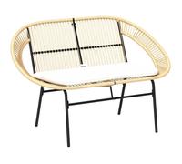Outsunny Banc 2 Places Style Acapulco, Banc extérieur Jardin en Acier, avec Dossier et Coussin, Banquette de Jardin pour Balcon terrasse Patio, 126 x 72 x 83 cm, Kaki