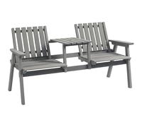 Banc de jardin Outsunny avec table, groupe de sièges, meubles de jardin, avec trou pour parapluie, banc, 2 chaises, bois massif, gris, 152 x 70 x 83 cm