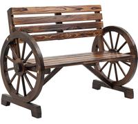 Outsunny Banc de Jardin avec Design de Roue de Chariot pour 2 Personnes en Bois Naturel Marron Foncé 105,5 x 56 x 79 cm