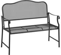 Banc de jardin Outsunny Banc de parc 2 places Banc de terrasse pouvant supporter jusqu'à 220 kg avec dossiers Métal noir 113 x 58 x 98 cm
