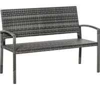 Outsunny Banc de Jardin, en Rotin, avec Cadre en Acier, pour 2 Personnes, gris, 122 x 60 x 85cm