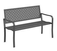 Banc de jardin - Outsunny - dossier géométrique - avec accoudoirs - métal antirouille - 2 places - gris foncé