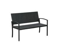 Banc De Jardin Outsunny En Polyrotin Banc De Parc 2 Places Avec Structure En Acier Et Tissu Noir L 122 X P 60 X H 87 Cm Multicolore