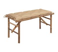 Banc de Jardin Pliable et Coussin 118cm Bambou Extérieur Terrasse Patio vidaXL