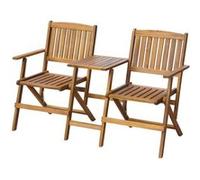 Banc de jardin pliant et table à thé - VIDAXL - Bois d'acacia - Marron