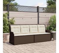 vidaXL Banc de jardin Mobilier terrasse moderne inclinable en polyrotin extérieur avec coussin beige