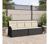vidaXL Banc de jardin Mobilier terrasse moderne inclinable en polyrotin extérieur avec coussin beige