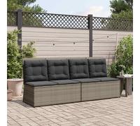 vidaXL Banc de jardin en poly rotin avec coussin gris