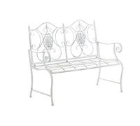 Banc de Jardin Punjab en Fer Forgé - Banc d'Extérieur 2-3 Places - Banc de Jardin avec Accoudoirs et Dossier - Différentes Couleurs au Cho, Couleurs:Antique Blanc