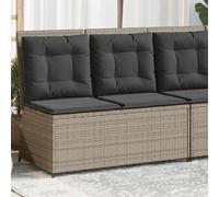 Banc de jardin réglable avec coussin gris clair en polyrotin - Canapé d'extérieur pour terrasse - Fonction couchage confortable - Résistant aux UV - Largeur : 108 cm - Avec housses amovibles