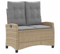 Banc de Jardin Réglable avec Coussins Poly rotin Beige | rotin PE, dossier réglable, housses amovibles, cadre en acier, utilisation extérieure