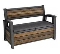 Banc de jardin résine avec coffre de rangement 227 L, l.133 x H.89 x P.61 cm, effet bois noyer, Keter Otto Walnut