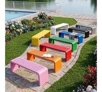 Banc de Jardin Résistant aux Intempéries, Banc d'Extérieur en Acier Galvanisé, Solide Banquette 2-4 Places Capacité 500 kg pour Balcon, Terrasse, Parc, Pergola, 100/120/150/180 cm(Blanc,39.4in/100cm)
