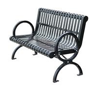 Banc de jardin robuste 3 places - Cadre en acier moulé avec revêtement en poudre antirouille - Confortable - Banc de parc extérieur avec dossier et accoudoirs pour pelouse, terrasse de piscine