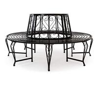 Banc de Jardin Rond Noir Ø160 cm Acier thermolaqué Robuste Pieds incurvés Banc Circulaire Tour d'arbre Banquette Ronde