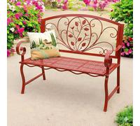 Banc de jardin Rosso résistant aux intempéries 2 places métal rouge 110 cm 96...