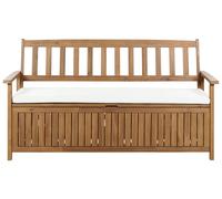Banc de Jardin Rustique avec Rangement en Bois d'Acacia Extérieur 160 cm Coussin