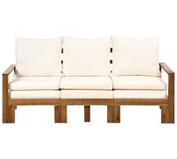 Banc de Jardin Rustique en Bois d'Acacia 190 cm Multifonctionnel Convertible pour l'Extérieur avec Coussins Beige Clair Marron Isolello