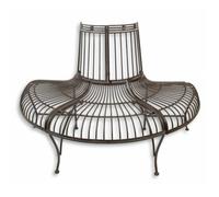 Banc de Jardin Semi-Circulaire Tour d'Arbre Demi-Lune Banquette de Parc en Fer Patiné Marron 69x86x134cm