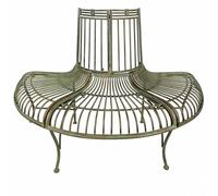 Banc De Jardin Semi-Circulaire Tour D'arbre Demi-Lune Banquette De Parc En Fer Patiné Vert Antique 69x86x134cm