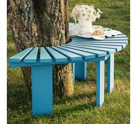 Banc de jardin semi-rond en bois pour parc/cour/porche/pelouse - Mobilier d'extérieur toutes saisons avec assise de jardin semi-circulaire - Bleu