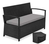 Banc de jardin - TECTAKE - Banc de jardin en polyrotin VECCHIA, 2 places, résistant aux intempéries - Noir