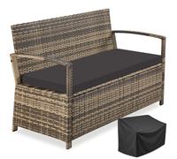 Banc de jardin - TECTAKE - Banc d'extérieur VECCHIA 2 places résistant aux intempéries avec housse de protection - Marron naturel