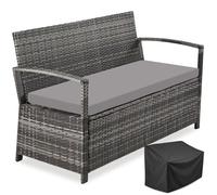 Banc de jardin - TECTAKE - Banc extérieur VECCHIA en rotin 2 places, résistant aux intempéries - Gris