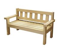 Banc de jardin traditionnel confortable en bois avec dossier et accoudoirs - Élégant siège de terrasse extérieur pour pelouse, véranda et chemin - Meuble durable pour la détente et la décoration