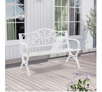 casa.pro Banc de Jardin d'Extérieur avec Accoudoirs Dossier Décoratif Confortable 3 Places pour Terrasse Balcon Cour Repos Café Résistant Capacité de Charge 300 kg Acier 127 x 53 x 79 cm Blanc